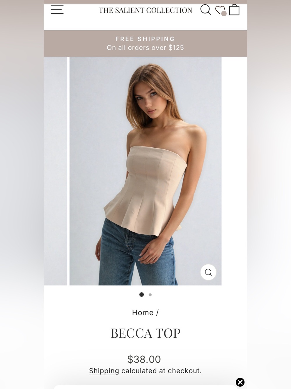 Becca Strapless Peplum Top — Cream